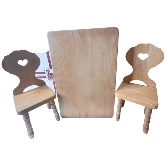 VTG American Girl Kirsten Wood TRESTLE TABLE & CHAIRS Set Doll Furniture In BOX - Picture 9 of 13